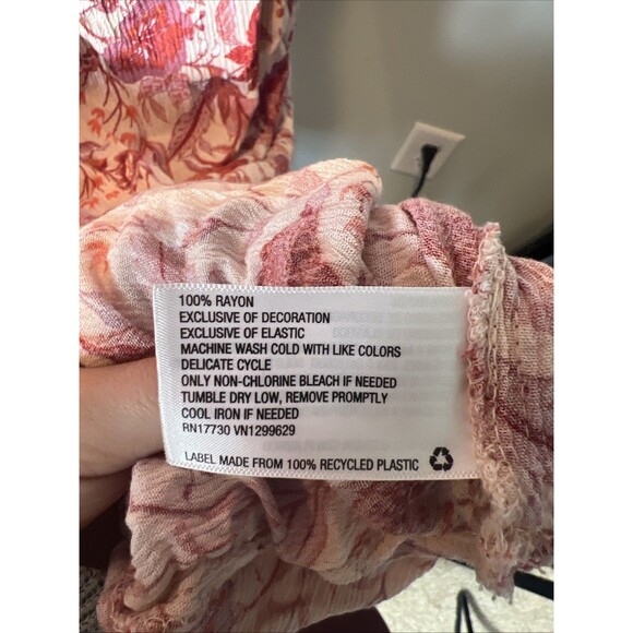 Knox Rose Dress S Floral High Low Midi Ruffle Short Sleeve Smocked Boho Cottage - Picture 4 of 5